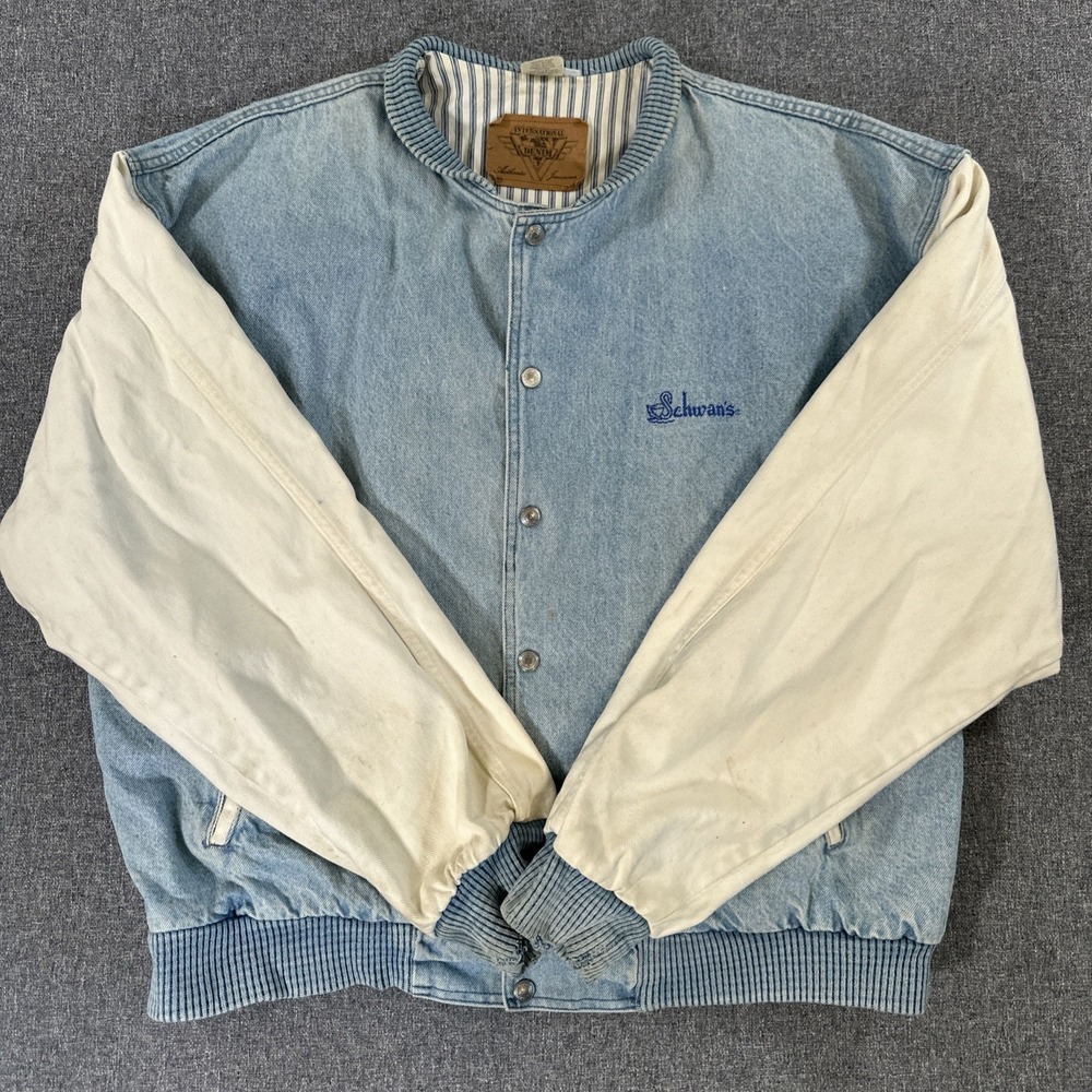 Vintage International Denim Schwan's Snap Front Bomber Jacket XL Canada